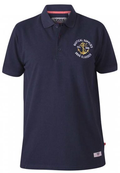 D555 Jefferson Short Sleeve Pique Polo Navy - Polo-shirts für herren - Polo-Shirts für Herren in großen Größen