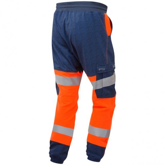 Leo Hawkridge Ecoviz High Performance 4X Stretch Trouser Hi-Vis Orange/Navy Print - Herren arbeitskleidung - Herren Arbeitskleidung Große Größen