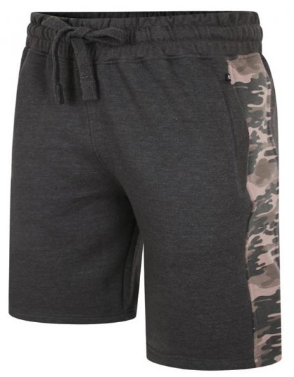 Kam Jeans 3303 Camo Panelled Jog Shorts Charcoal - Jogginghosen für herren - Jogginghosen für Herren in großen Größen