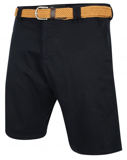 Kam Jeans 3401 Belted Oxford Stretch Chino Shorts Navy - Herrenshorts - Herrenshorts in großen Größen