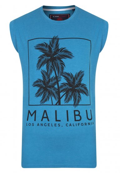 Kam Jeans Malibu Sleeveless Turk Blue - Herren-T-Shirts in großen Größen - Herren-T-Shirts in großen Größen