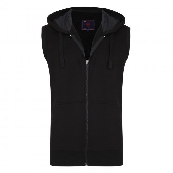 Kam Jeans Sleeveless Zip Thru Hoody Black - Herren-sweater und -hoodies - Herren-Sweater und -Hoodies in großen Größen