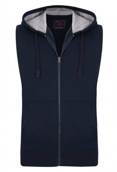Kam Jeans Sleeveless Zip Thru Hoody Navy - Herren-sweater und -hoodies - Herren-Sweater und -Hoodies in großen Größen