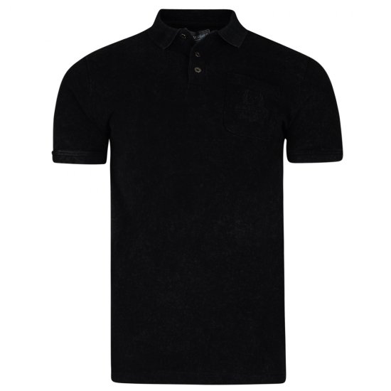 Kam Jeans 5232 Acid Wash Polo Black - Polo-shirts für herren - Polo-Shirts für Herren in großen Größen