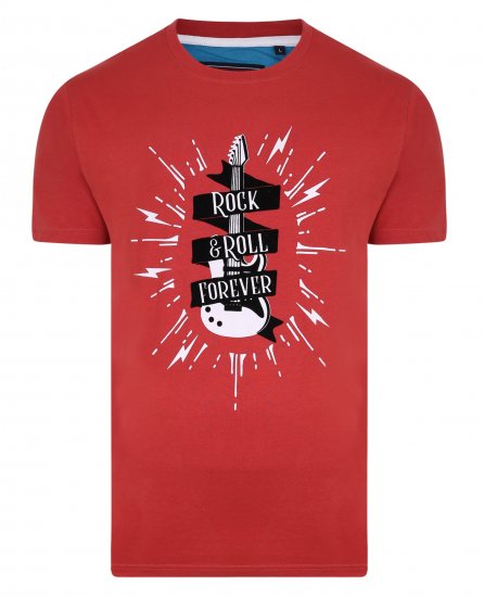 Kam Jeans 5337 Rock & Roll Tee Red - Herren-T-Shirts - Herren-T-Shirts in großen Größen