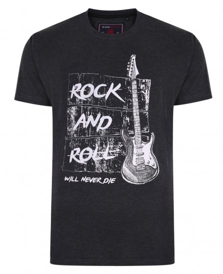 Kam Jeans 5338 Rock And Roll Tee Charcoal - Herren-T-Shirts - Herren-T-Shirts in großen Größen