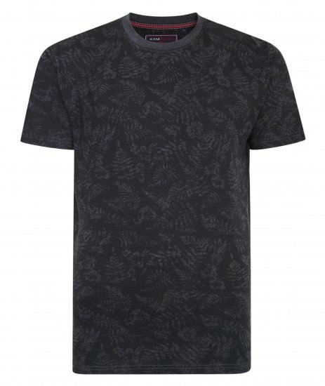 Kam Jeans 5345 Leaf Tee Charcoal - Herren-T-Shirts - Herren-T-Shirts in großen Größen