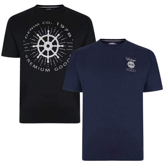 Kam Jeans 5348 T-shirt Vintage/Denim Twin Pack - Herren-T-Shirts - Herren-T-Shirts in großen Größen