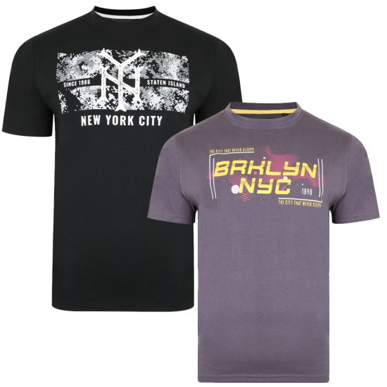 Kam Jeans 5367 Twin Print T-shirt - Herren-T-Shirts - Herren-T-Shirts in großen Größen