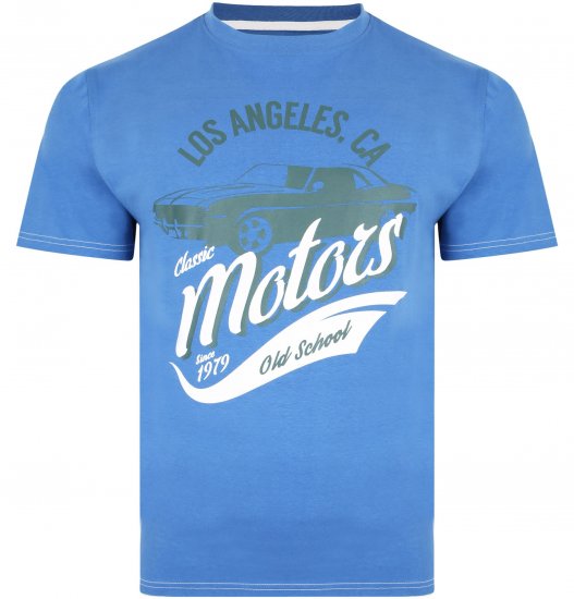 Kam Jeans 5369 Motors Print T-shirt Blue - Herren-T-Shirts in großen Größen - Herren-T-Shirts in großen Größen
