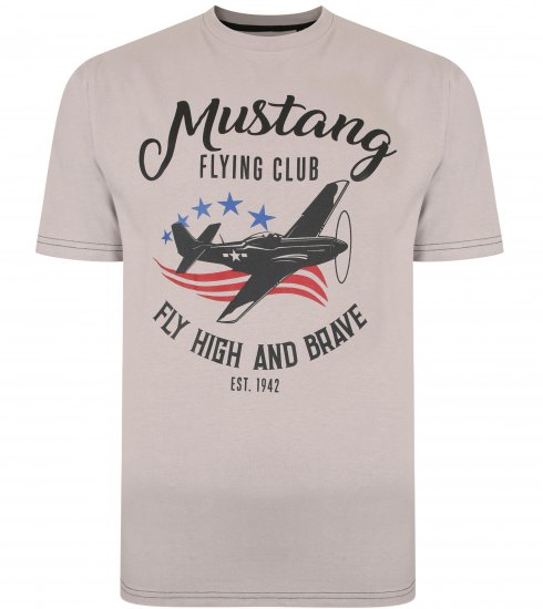 Kam Jeans Mustang Flying Club T-shirt Ash - Herren-T-Shirts - Herren-T-Shirts in großen Größen