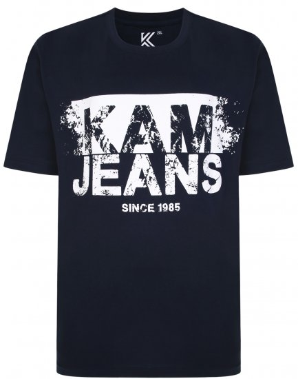 Kam Jeans 5384 Kam Logo Printed Tee Navy - Herren-T-Shirts - Herren-T-Shirts in großen Größen