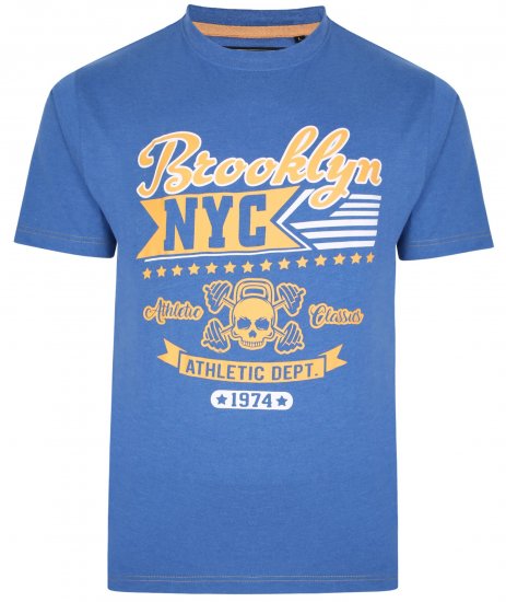 Kam Jeans 5389 Brooklyn NYC T-Shirt Blue - Herrenkleidung in großen Größen - Herrenkleidung in großen Größen