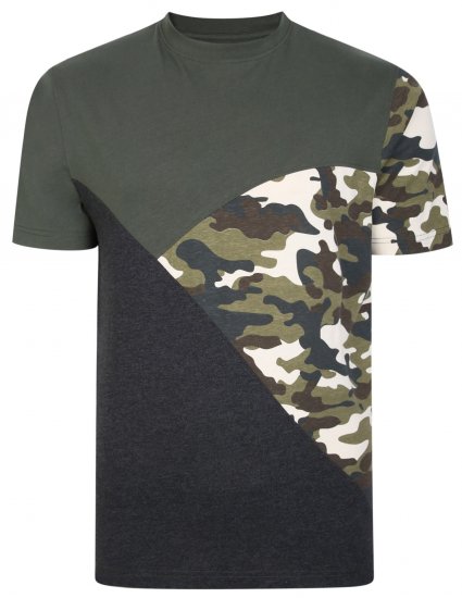 Kam Jeans 5394 Cut & Saw Camo Panel T-Shirt Khaki - Herren-T-Shirts - Herren-T-Shirts in großen Größen