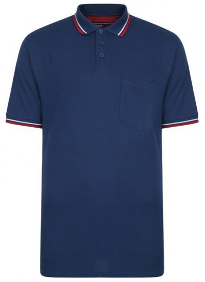 Kam Jeans 5400B Tipped Polo with Pocket Insignia Blue - Polo-Shirts für Herren in großen Größen - Polo-Shirts für Herren in großen Größen