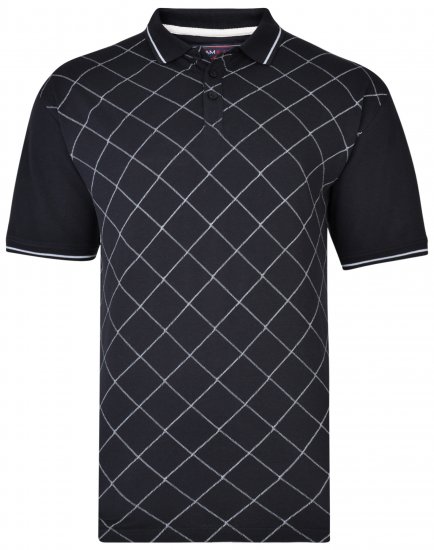Kam Jeans 5419 Diamond Print Polo Navy - Polo-shirts für herren - Polo-Shirts für Herren in großen Größen
