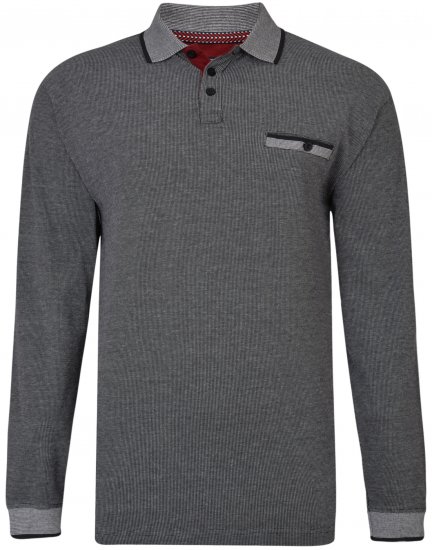 Kam Jeans 5429 Long Sleeve Polo Black - Polo-shirts für herren - Polo-Shirts für Herren in großen Größen