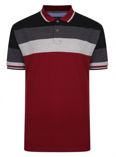 Kam Jeans Contrast Stripe Polo Grey - Polo-shirts für herren - Polo-Shirts für Herren in großen Größen