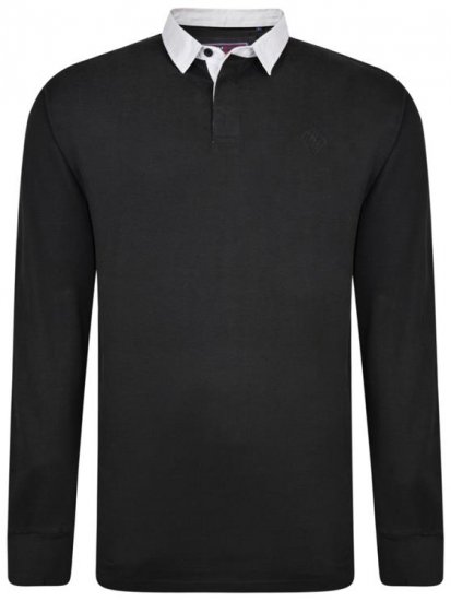 Kam Jeans 5443 LS Rugby Polo Black - Polo-shirts für herren - Polo-Shirts für Herren in großen Größen