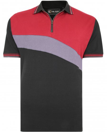 Kam Jeans 5448 Cut & Saw Polo with Zip Black - Polo-shirts für herren - Polo-Shirts für Herren in großen Größen