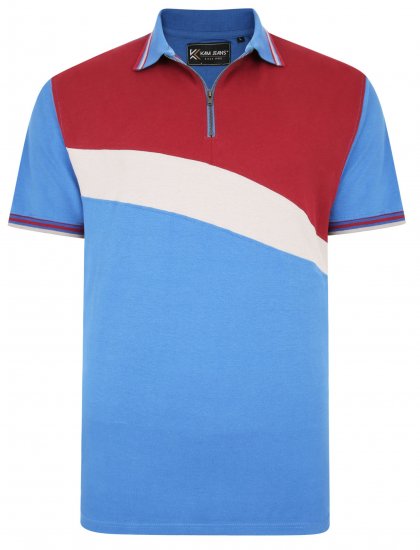 Kam Jeans 5448 Cut & Saw Polo with 1/4 Zip Blue - Polo-shirts für herren - Polo-Shirts für Herren in großen Größen