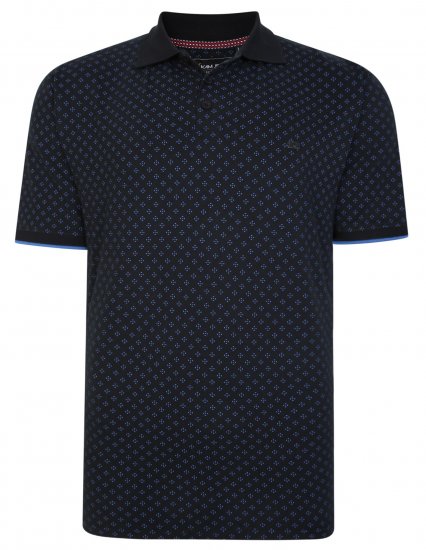 Kam Jeans 5455 Dobby Print Polo Black - Polo-shirts für herren - Polo-Shirts für Herren in großen Größen