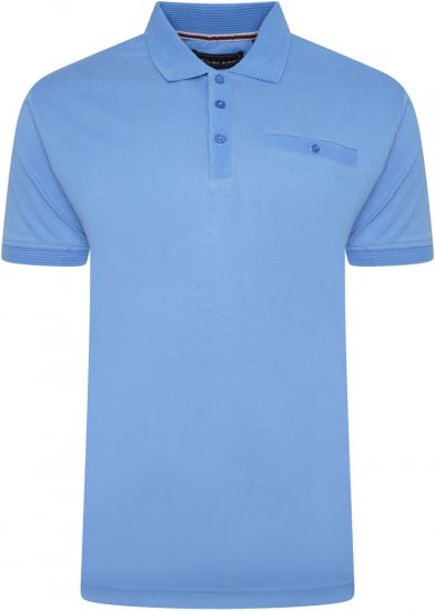 Kam Jeans 5498 Jersey Polo with Self Stripe Jacquard Collar/Cuffs Royal Blue - Polo-shirts für herren - Polo-Shirts für Herren in großen Größen