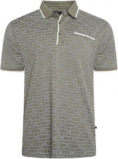 Kam Jeans 5516 Geo-Print Polo Sage - Polo-shirts für herren - Polo-Shirts für Herren in großen Größen