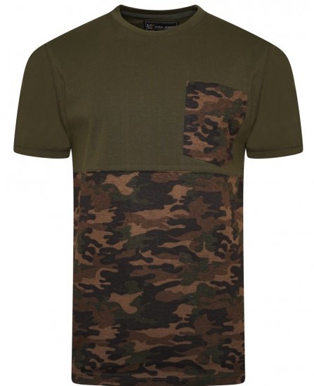 Kam Jeans 5700 Camo Panelled T-Shirt Khaki - Herren-T-Shirts - Herren-T-Shirts in großen Größen