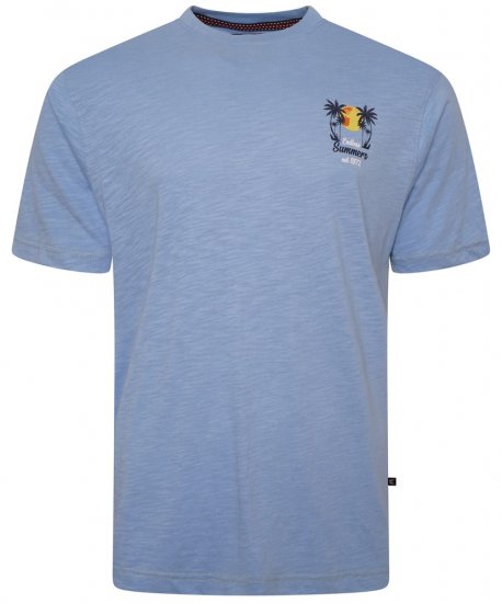 Kam Jeans 5711 Endless Summers Slub Tee With Back Print Blue - Herren-T-Shirts - Herren-T-Shirts in großen Größen