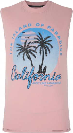 Kam Jeans 5727 California Paradise Sleeveless T-Shirt Pink - Herren-T-Shirts - Herren-T-Shirts in großen Größen
