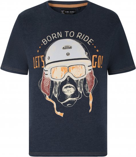 Kam Jeans 5731 Born To Ride Print T-Shirt INDIGO MARL - Herren-T-Shirts - Herren-T-Shirts in großen Größen
