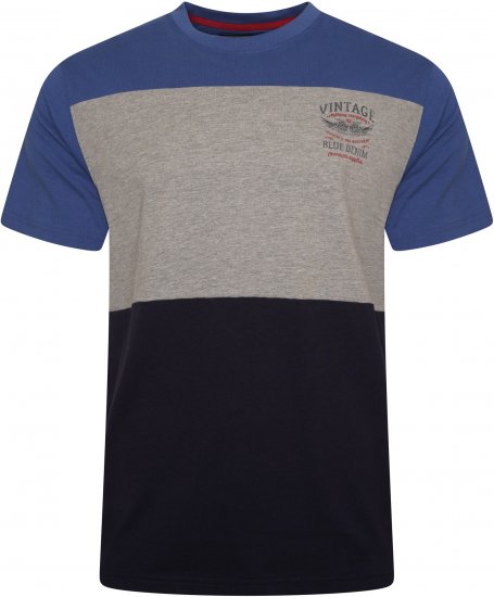 Kam Jeans 5746 Cut & Sew T-Shirt with Print Blue - Herren-T-Shirts - Herren-T-Shirts in großen Größen