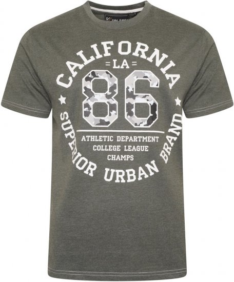 Kam Jeans 5748 California Camo 86 Print T-Shirt Khaki Marl - Herren-T-Shirts - Herren-T-Shirts in großen Größen