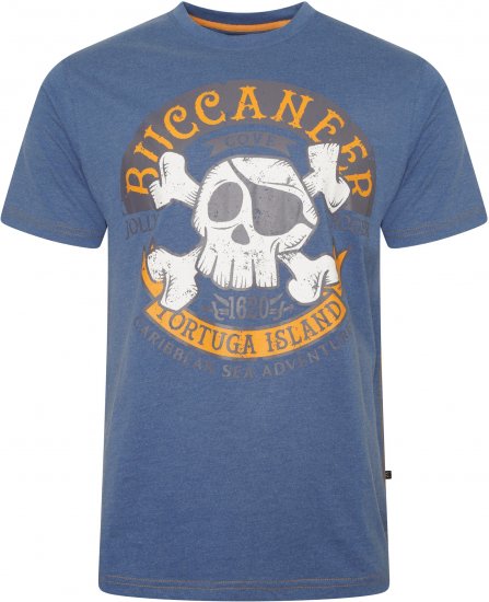 Kam Jeans 5753 Buccaneer Print T-Shirt Blue - Herren-T-Shirts - Herren-T-Shirts in großen Größen