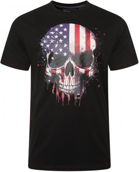 Kam Jeans 5756 USA Ghost Skull Print T-Shirt Black - Herren-T-Shirts - Herren-T-Shirts in großen Größen