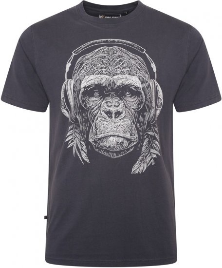 Kam Jeans 5759 Stencil Gorilla Print T-Shirt Indigo - Herren-T-Shirts - Herren-T-Shirts in großen Größen