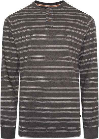 Kam jeans 5761 Embossed Waffle Stripe Long Sleeve Henley Shirt Charcoal - Polo-shirts für herren - Polo-Shirts für Herren in großen Größen