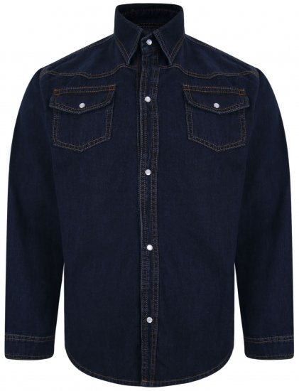 Kam Jeans 602 Denim Shirt Indigo - Herrenhemden - Herrenhemden in großen Größen