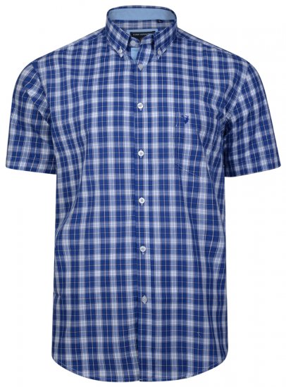 Kam Jeans 6155 Short Sleeve Check Shirt Blue - Herrenhemden - Herrenhemden in großen Größen