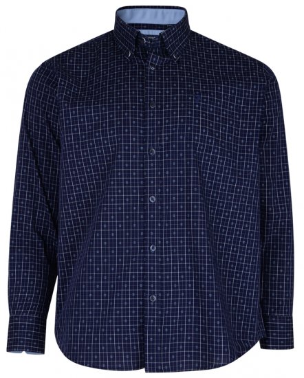 Kam Jeans 6158 Long Sleeve Dobby Embroidery Shirt Navy - Herrenhemden - Herrenhemden in großen Größen