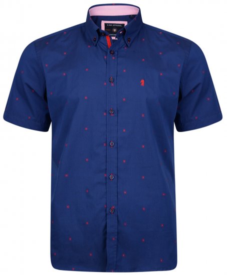 Kam Jeans 6160 Short Sleeve Dobby Print Shirt Twilight Blue - Herrenhemden - Herrenhemden in großen Größen
