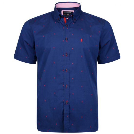 Kam Jeans 6160 Short Sleeve Dobby Print Shirt Twilight Blue - Herrenhemden - Herrenhemden in großen Größen