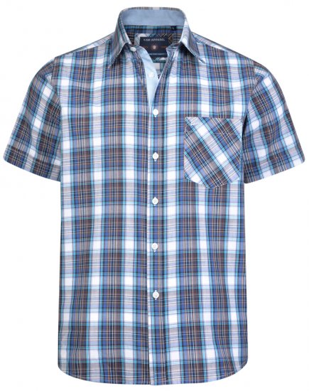 Kam Jeans 6163 Short Sleeve Shirt Blue - Herrenhemden - Herrenhemden in großen Größen