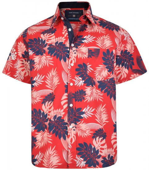 Kam Jeans 6166 Hawaii Shirt Red - Herrenhemden - Herrenhemden in großen Größen
