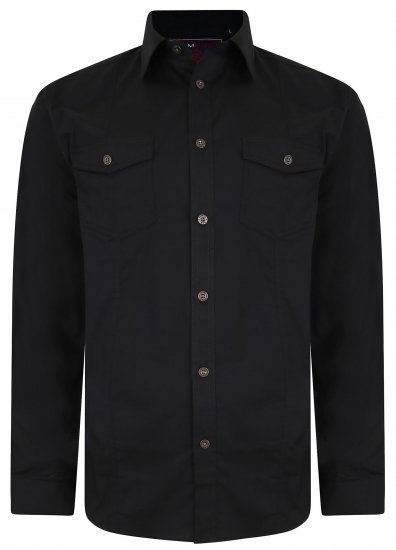 Kam Jeans Retro Long Sleeve Stretch Shirt Black - Herrenhemden - Herrenhemden in großen Größen