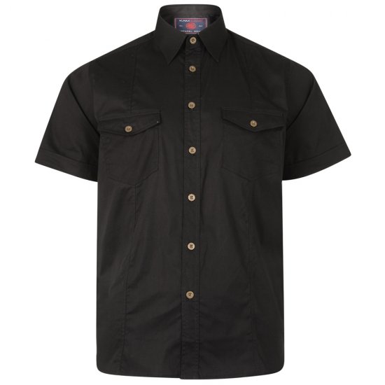 Kam Jeans Retro Short Sleeve Stretch Shirt Black - Herrenhemden - Herrenhemden in großen Größen