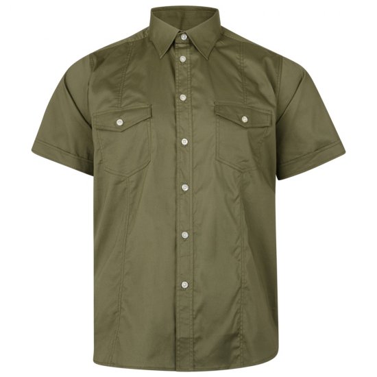 Kam Jeans 6180 Retro Stretch Shirt Khaki DUPLICATE - Herrenhemden - Herrenhemden in großen Größen