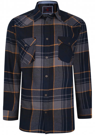 Kam Jeans 6193 Long Sleeve Flannel Shirt Navy - Herrenhemden - Herrenhemden in großen Größen