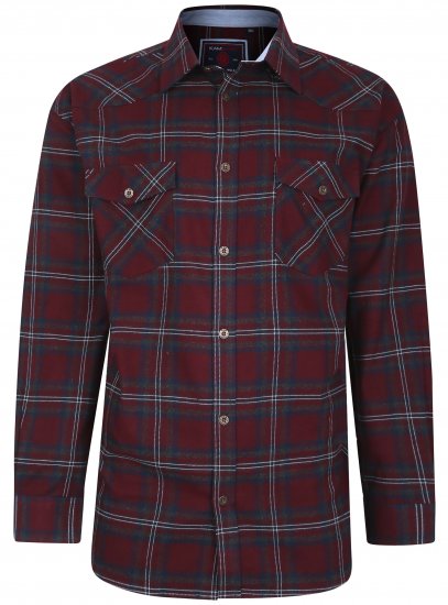 Kam Jeans 6194 Long Sleeve Flannel Shirt Burgundy - Herrenhemden - Herrenhemden in großen Größen